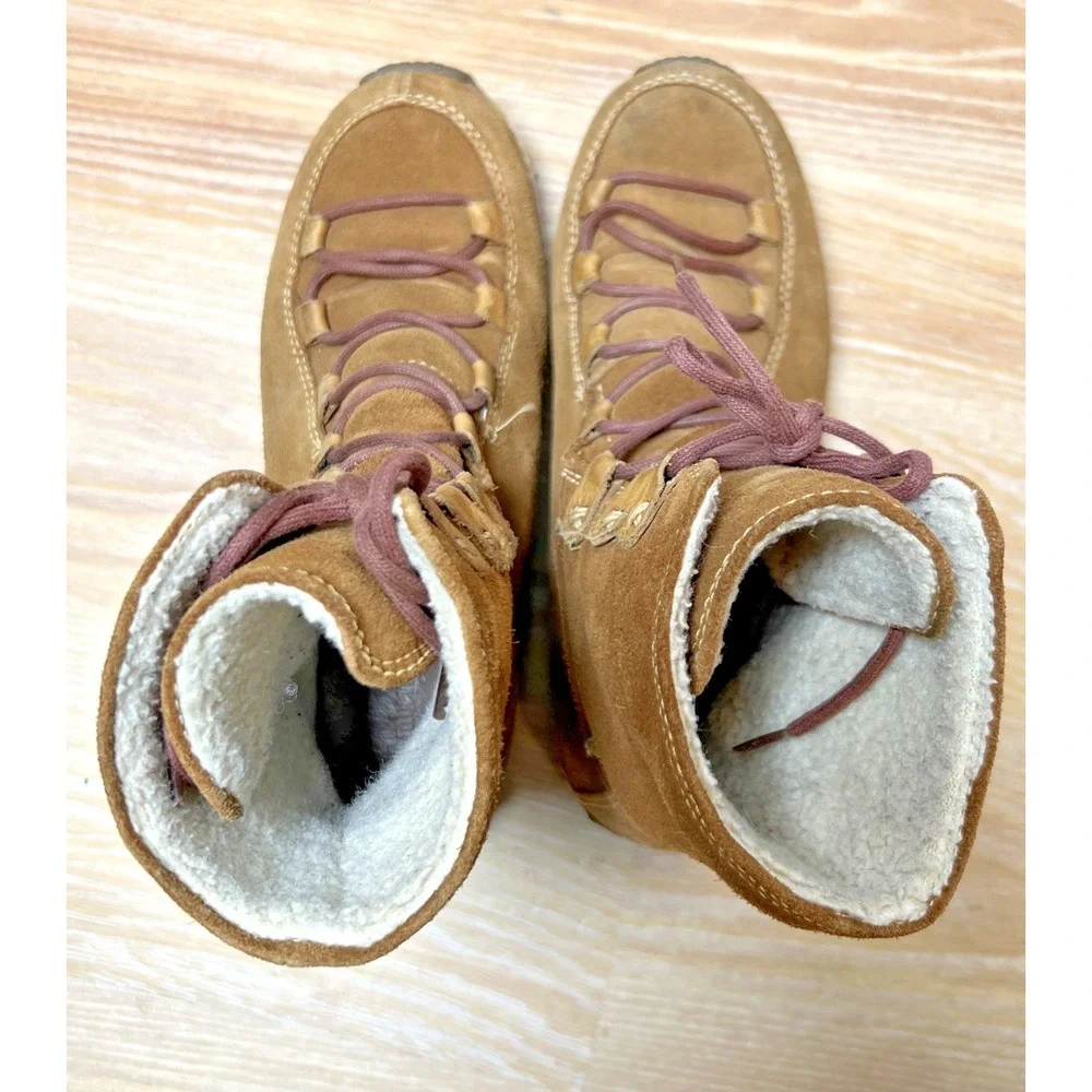 Timberland Reykir Ghillie Suede Shearling Waterproof Boots Women's 7.5 Brown EUC
